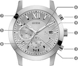 Guess Atlas Chronograph Silver Dial Silver Steel Strap Watch For Men - W0668G7