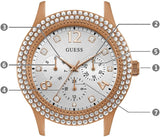Buy Shop Guess Bedazzle Diamonds Silver Dial Rose Gold Steel Strap Watch For Women - W1097L3 USA Online