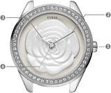 Buy Shop Guess Rosette Analog White Dial White Leather Strap Watch For Women - W75043L1 USA Online