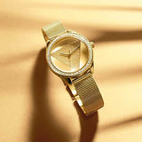 Buy Shop Guess Tri Glitz Quartz Diamonds Gold Dial Gold Mesh Bracelet Watch For Women - W1142L2 USA Online