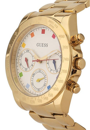 Buy Shop Guess Exclusive Multi Color White Dial Gold Steel Strap Watch for Women - GW0457L1 USA Online