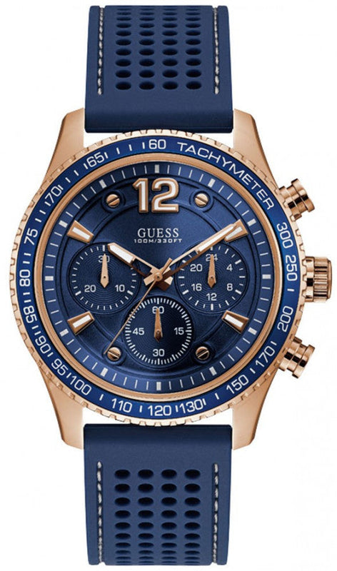 Buy Shop Guess Fleet Blue Dial Blue Rubber Strap Watch for Men - W0971G3 USA Online