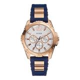 Buy Shop Guess Interpid White & Rose Gold Dial Blue Silicone Strap Watch For Women - W0325L8 USA Online