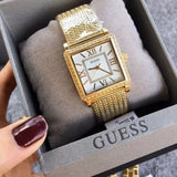Buy Shop Guess White Dial Gold Mesh Bracelet Watch For Women - W0826L2 USA Online