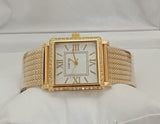 Guess White Dial Gold Mesh Bracelet Watch For Women - W0826L2