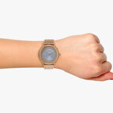 Buy Shop Guess Willow Crystal Blue Dial Rose Gold Mesh Bracelet Watch For Women - W0836L1 USA Online