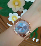 Buy Shop Guess Willow Crystal Blue Dial Rose Gold Mesh Bracelet Watch For Women - W0836L1 USA Online