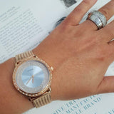 Buy Shop Guess Willow Crystal Blue Dial Rose Gold Mesh Bracelet Watch For Women - W0836L1 USA Online