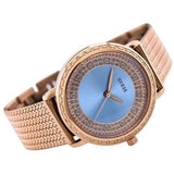 Buy Shop Guess Willow Crystal Blue Dial Rose Gold Mesh Bracelet Watch For Women - W0836L1 USA Online