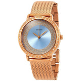 Buy Shop Guess Willow Crystal Blue Dial Rose Gold Mesh Bracelet Watch For Women - W0836L1 USA Online