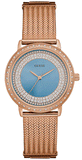 Buy Shop Guess Willow Crystal Blue Dial Rose Gold Mesh Bracelet Watch For Women - W0836L1 USA Online