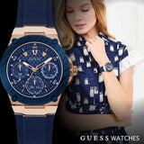 Buy Shop Guess Zena Blue Dial Blue Silicone Strap Watch For Women - W1049L2 USA Online