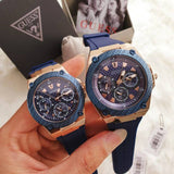 Buy Shop Guess Zena Blue Dial Blue Silicone Strap Watch For Women - W1094L2 USA Online
