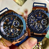 Buy Shop Guess Zena Blue Dial Blue Silicone Strap Watch For Women - W1094L2 USA Online
