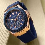 Buy Shop Guess Zena Blue Dial Blue Silicone Strap Watch For Women - W1094L2 USA Online