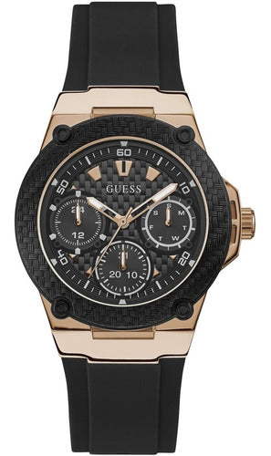 Buy Shop Guess Zena Chronograph Black Dial Black Rubber Strap Watch For Women - W1094L6 USA Online