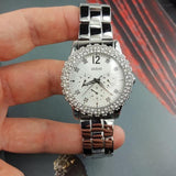 Buy Shop Guess Dazzler Diamonds Silver Dial Silver Steel Strap Watch for Women - W0335L1 USA Online