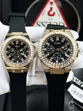 Buy Shop Guess Zeus Chronograph Diamonds Black Dial Black Silicone Strap Watch For Men - GW0208G2 USA Online