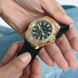 Buy Shop Guess Zeus Chronograph Diamonds Black Dial Black Silicone Strap Watch For Men - GW0208G2 USA Online