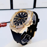 Buy Shop Guess Zeus Chronograph Diamonds Black Dial Black Silicone Strap Watch For Men - GW0208G2 USA Online
