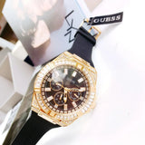 Buy Shop Guess Zeus Chronograph Diamonds Black Dial Black Silicone Strap Watch For Men - GW0208G2 USA Online