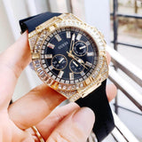Buy Shop Guess Zeus Chronograph Diamonds Black Dial Black Silicone Strap Watch For Men - GW0208G2 USA Online