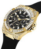 Buy Shop Guess Zeus Chronograph Diamonds Black Dial Black Silicone Strap Watch For Men - GW0208G2 USA Online