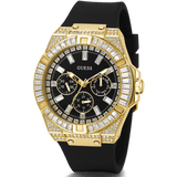 Buy Shop Guess Zeus Chronograph Diamonds Black Dial Black Silicone Strap Watch For Men - GW0208G2 USA Online