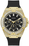 Buy Shop Guess Zeus Chronograph Diamonds Black Dial Black Silicone Strap Watch For Men - GW0208G2 USA Online