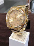 Buy Shop Guess Zeus Diamonds Gold Dial Gold Steel Strap Watch for Men - GW0209G2 USA Online