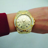 Buy Shop Guess Zeus Diamonds Gold Dial Gold Steel Strap Watch for Men - GW0209G2 USA Online