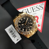Buy Shop Guess Zeus Multifunction Crystals Black Dial Black Silicone Strap Watch For Men - GW0208G4 USA Online