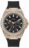Buy Shop Guess Zeus Multifunction Crystals Black Dial Black Silicone Strap Watch For Men - GW0208G4 USA Online