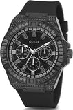 Buy Shop Guess Zeus Multifunction Crystals Black Dial Black Silicone Strap Watch For Men - GW0208G5 USA Online