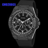 Buy Shop Guess Zeus Multifunction Crystals Black Dial Black Silicone Strap Watch For Men - GW0208G5 USA Online