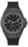 Buy Shop Guess Zeus Multifunction Crystals Black Dial Black Silicone Strap Watch For Men - GW0208G5 USA Online
