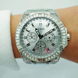 Buy Shop Guess Zeus Multifunction Diamonds Silver Dial Silver Steel Strap Watch for Men - GW0209G1 USA Online