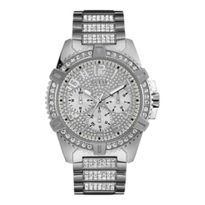 Buy Shop Guess Zeus Multifunction Diamonds Silver Dial Silver Steel Strap Watch for Men - GW0209G1 USA Online