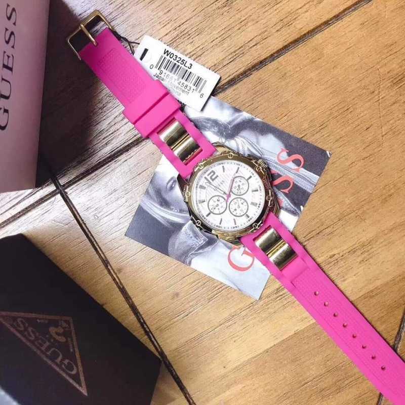 Buy Shop Guess Intrepid White Dial Two Tone Silicon Strap Watch For Women - W0325L3 USA Online