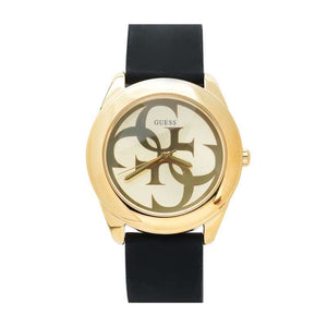 Buy Shop Guess G Twist Gold Dial Black Leather Strap Watch for Women - W0911L3 USA Online