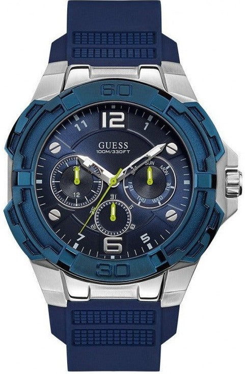 Buy Shop Guess Genesis Multi Function Analog Blue Dial Blue Rubber Strap Watch For Men - W1254G1 USA Online
