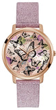 Buy Shop Guess Mariposa Pink Dial Pink Leather Strap Watch for Women - GW0008L2 USA Online
