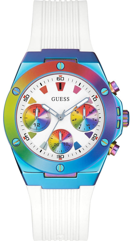 Buy Shop Guess Athena White Dial White Rubber Strap Watch for Women - GW0030L6 USA Online