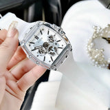 Buy Shop Guess Phoenix Multi Function Silver Dial White Rubber Strap Watch for Men - GW0203G1 USA Online