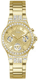 Buy Shop Guess Moonlight Multi Function Diamonds Gold Dial Gold Steel Strap Watch for Women - GW0320L2 USA Online