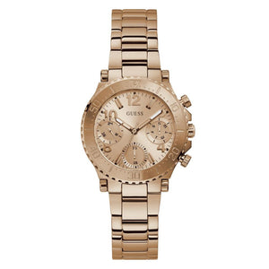 Buy Shop Guess Cosmic Chronograph Rose Gold Dial Rose Gold Steel Strap Watch for Women - GW0465L2 USA Online