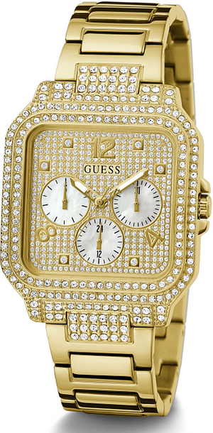Buy Shop Guess Deco Quartz Crystals Gold Dial Gold Steel Strap Watch For Women - GW0472L2 USA Online