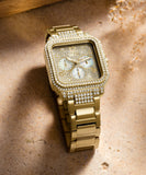 Buy Shop Guess Deco Quartz Crystals Gold Dial Gold Steel Strap Watch For Women - GW0472L2 USA Online