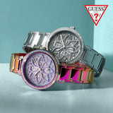 Buy Shop Guess Lily Quartz Silver Dial Silver Steel Strap Watch For Women - GW0528L1 USA Online