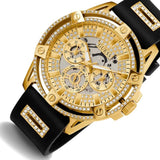 Buy Shop Guess King Quartz Crystals Gold Dial Black Silicone Strap Watch For Men - GW0537G2 USA Online